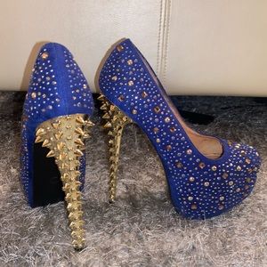 Blue and gold heels